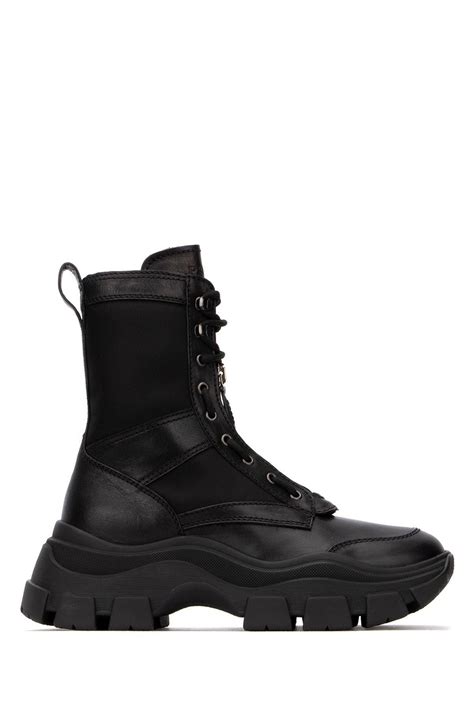 prada ankle boots saks|Prada black chunky combat boots.